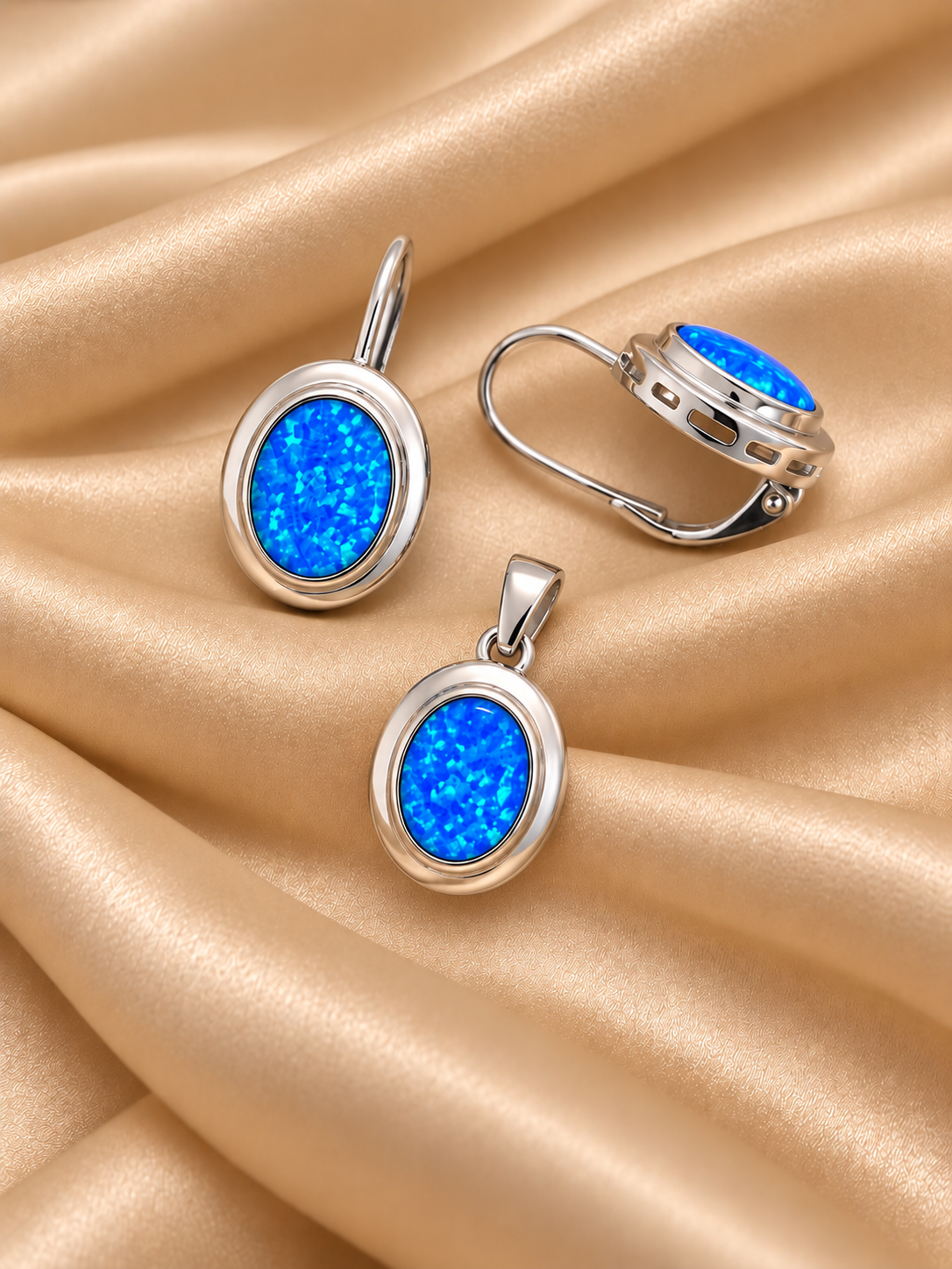 Srebrni set -plavi opal