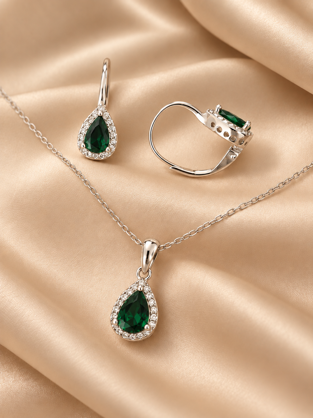 Srebrni set -zelena suza