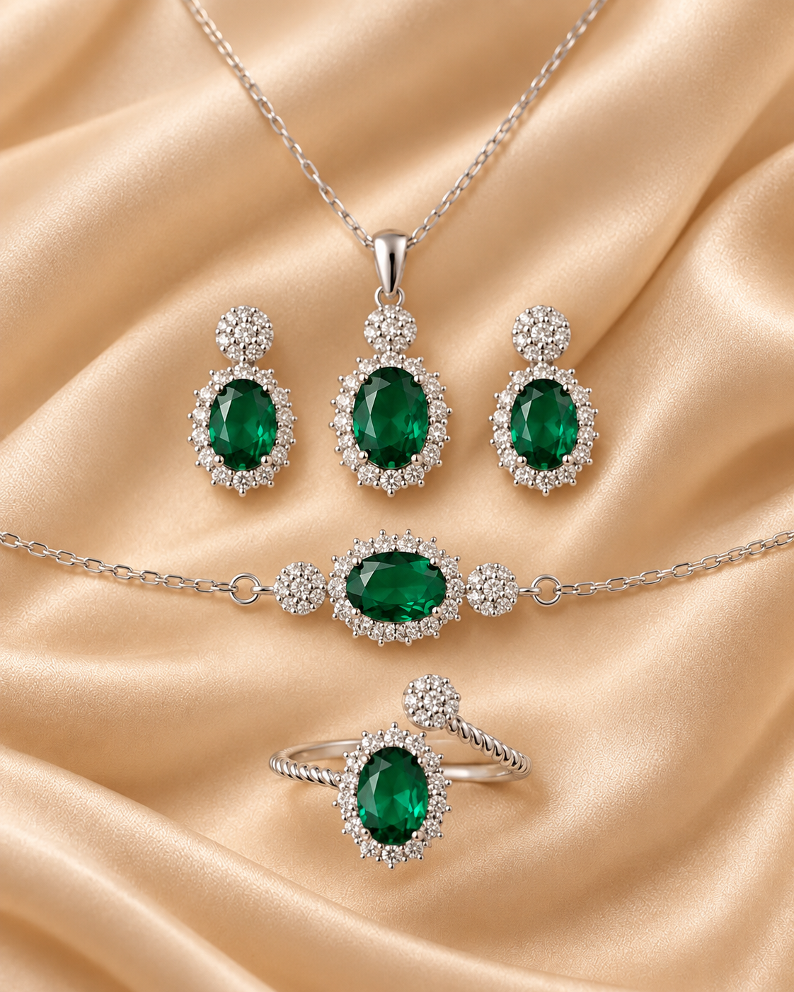 Silver set - green