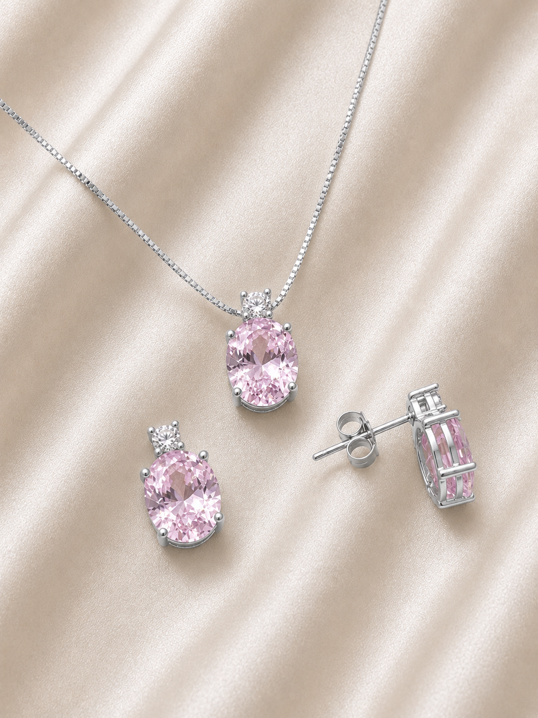Srebrni set -pink