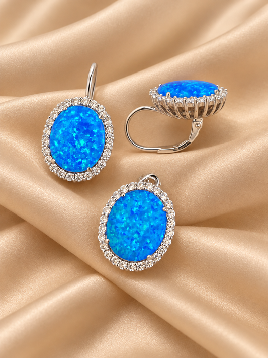 Srebrni set -plavi opal