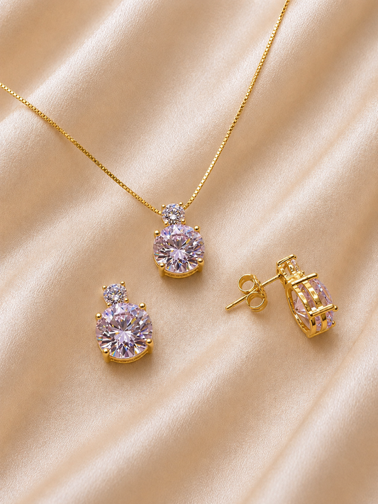 Srebrni set -pink