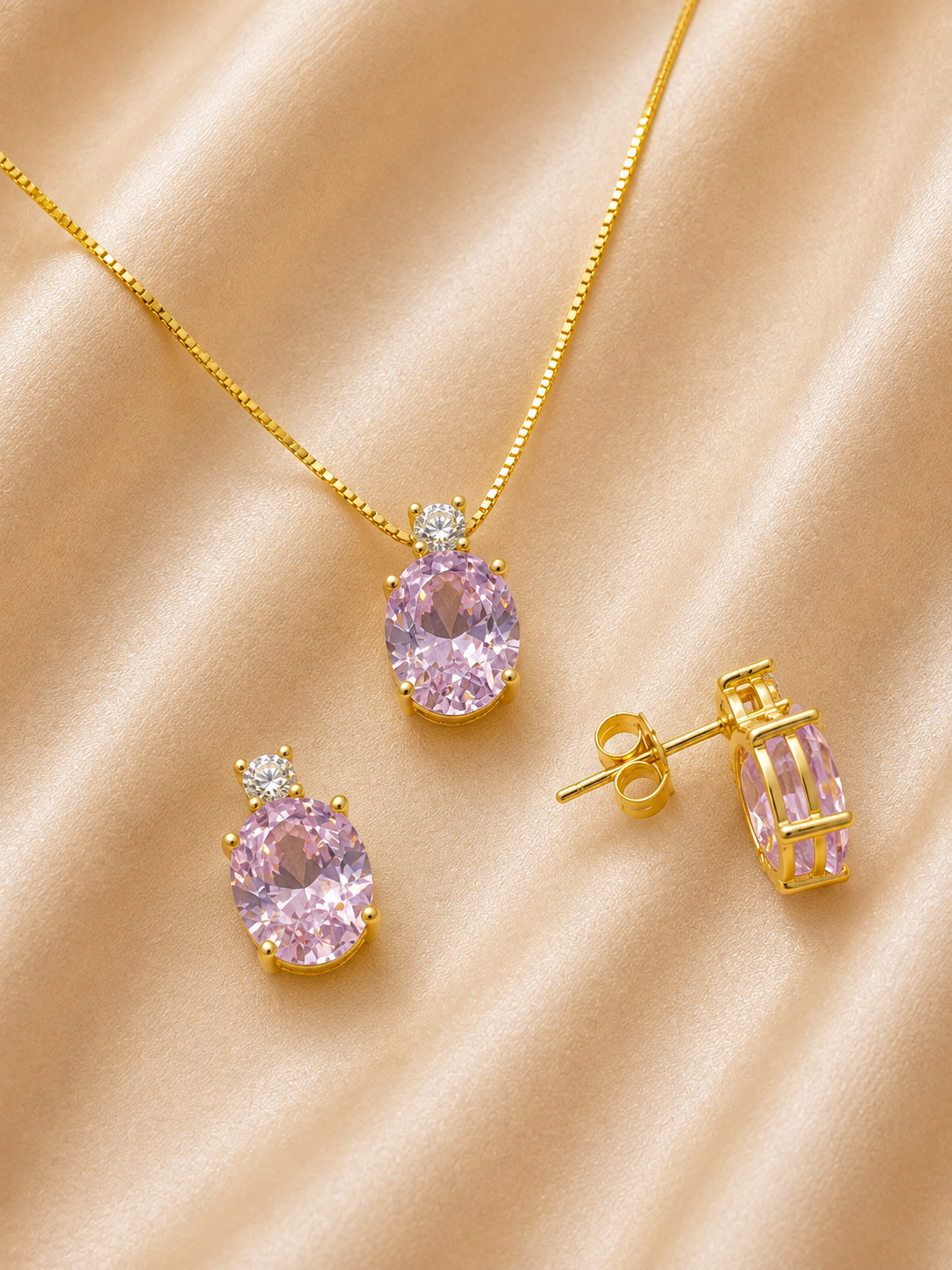 Srebrni set -pink
