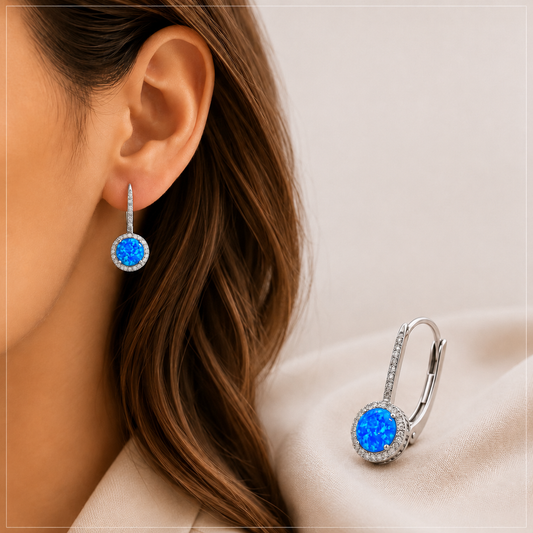 Srebrne nausnice -plavi opal- 925/1000