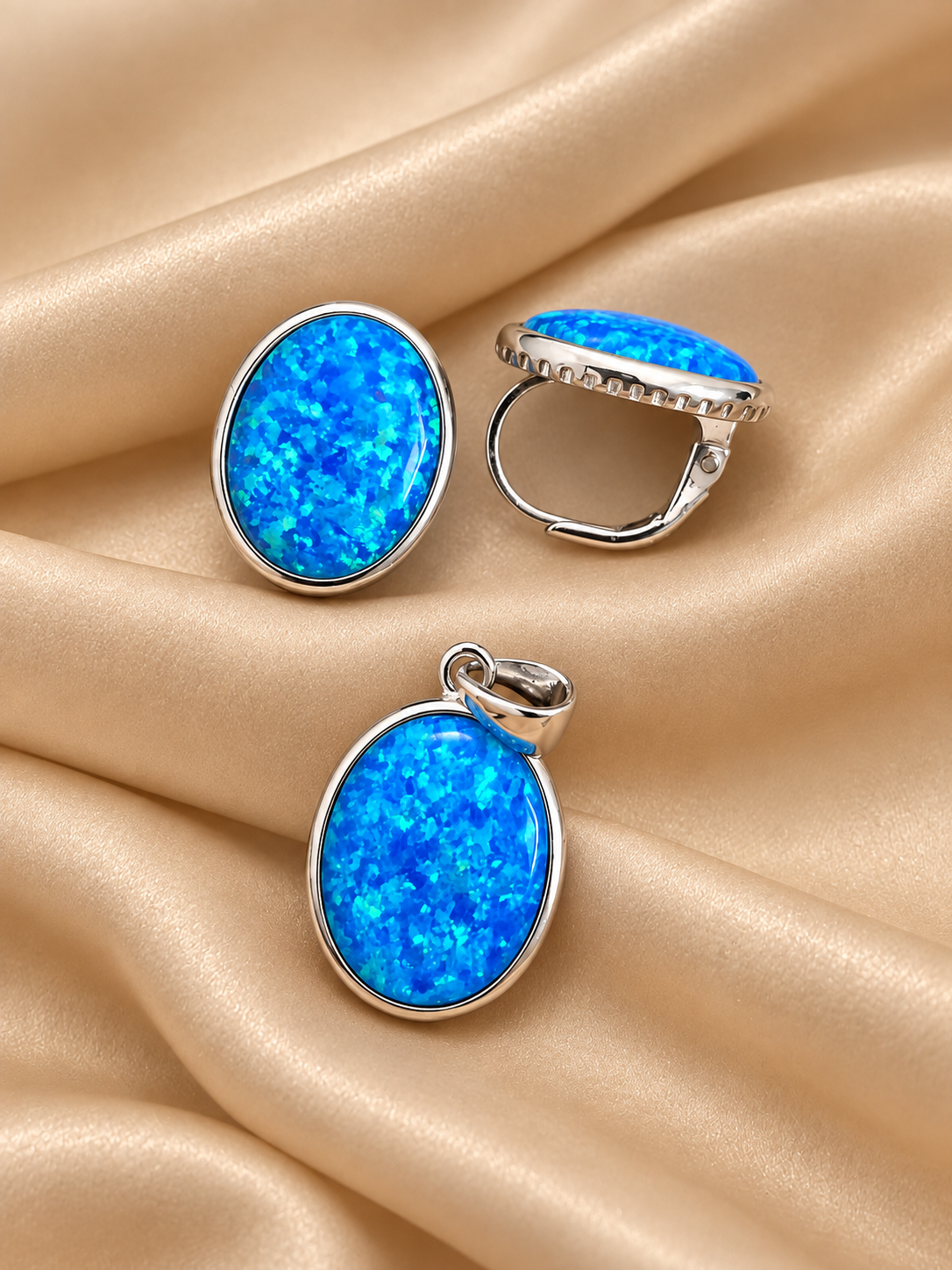 Srebrni set -plavi opal