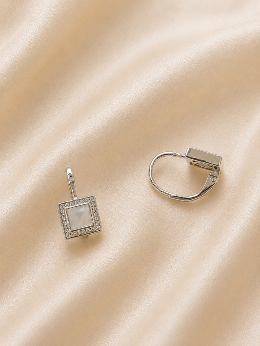 Srebrne naušnice - sedef