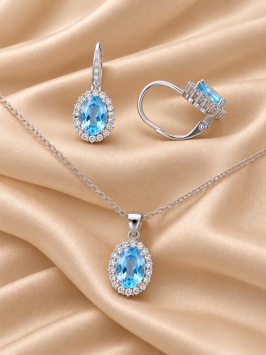 Silver set - aqua blue